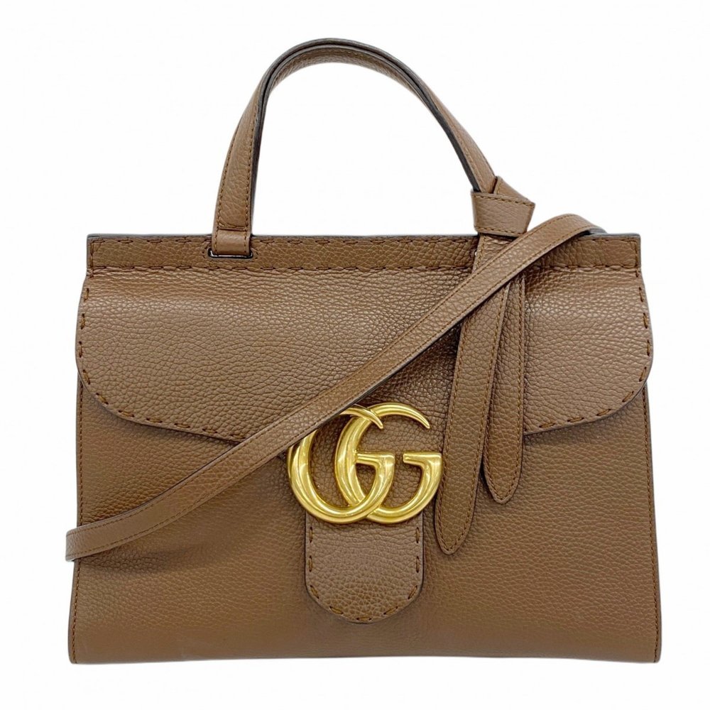 Gucci Brown Leather Bag with Gold Accents